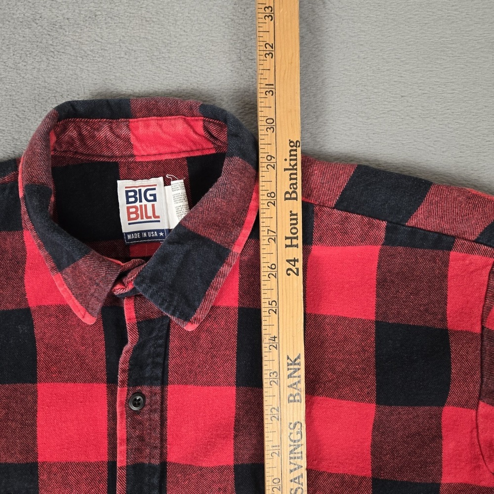 Big Bill Flannel Shirt Mens XL Button-Up Red Plaid Heavyweight USA Made *READ - Picture 7 of 8